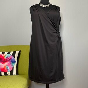 Lane Bryant Black Jersey Sleeveless Faux Wrap Dress 22/24